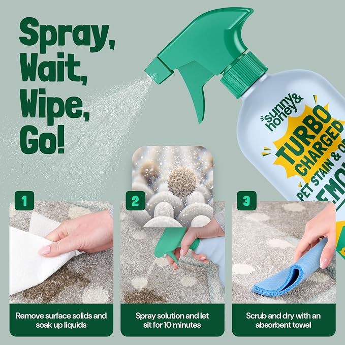 Turbo Pet Stain and Odor Remover - 40% More Enzymes - Enzyme Cleaner for Dog Urine and Poop on Carpets and, alternate product