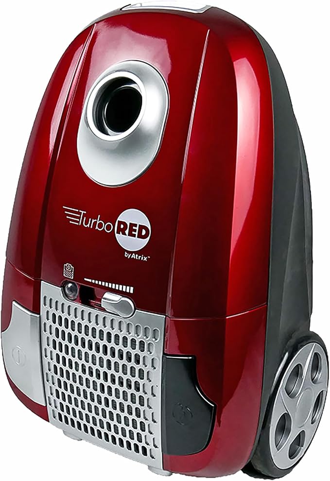 Turbo Red AHC-1 HEPA Canister Vacuum Cleaner – Powerful 1,400W Variable Speed Motor, Lightweight 6-Quart Bag Design, 3-Stage