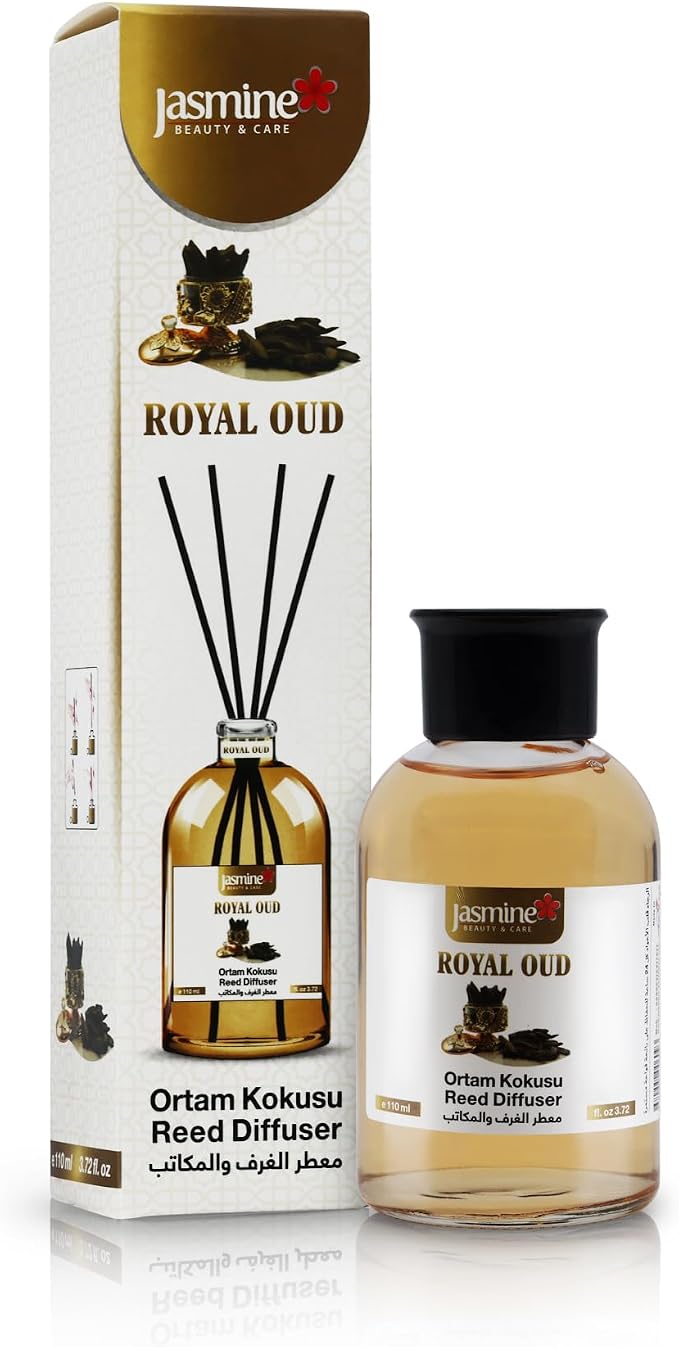 Turkish Jasmine Reed Diffuser Set 3.72 Fl. Oz (110ml), with 4 Reed Sticks. for Your Office, Bedroom, Bathroom, Kitchen.