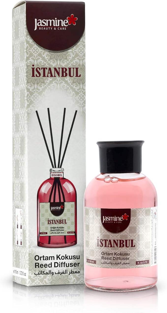 Turkish Jasmine Reed Diffuser Set 3.72 Fl. Oz (110ml), with 4 Reed Sticks. for Your Office, Bedroom, Bathroom, Kitchen.