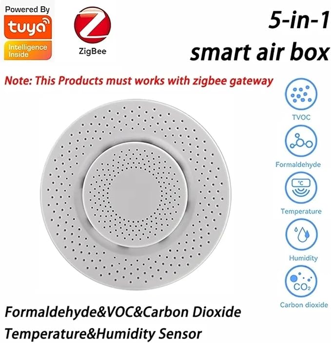 Tuya Zigbee/WiFi Air Quality Sensor Monitor Smart Air Box PM2.5 CO2 Meter Formaldehyde VOC Temperature Humidity Sensor &