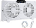 Twin Window Fan with Reversible Airflow, 9-Inch Window Fan with Remote Control and 3 Speeds, Expandable Window Exchaust Fans