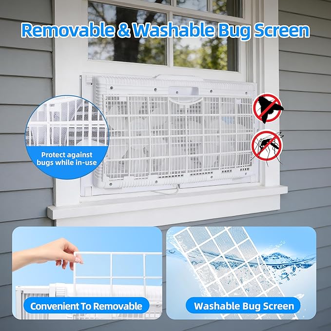 Twin Window Fan with Reversible Airflow, 9-Inch Window Fan with Remote Control and 3 Speeds, Expandable Window Exchaust Fans