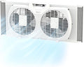 Twin Window Fan with Reversible Airflow Control, 9 inch, Auto-Locking Expanders, 2 Speed Fan, Dual Fan, Exhaust, Airflow 9.84