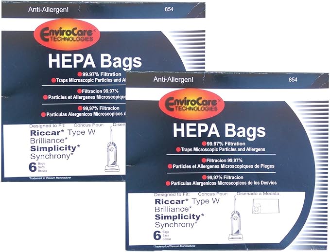 Type W HEPA Allergy Bags fit Brillance BRLP BRLD BRLS Simplicity Synchrony SCRP SCRD SCRS SCRD.Fetch Upright Vacuum