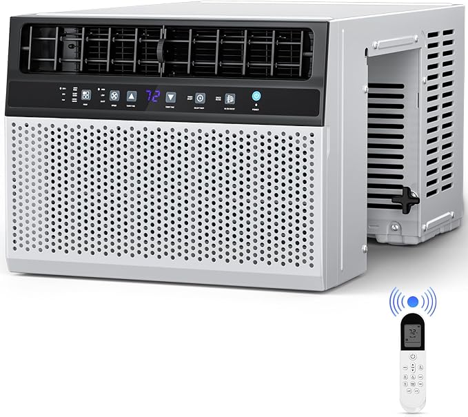 U-Shaped 10000 BTU Window Air Conditioner, Cools 450 Sq.Ft., Quiet Operation, Smart Remote & 24H Timer, 6-Mode Energy-Saving