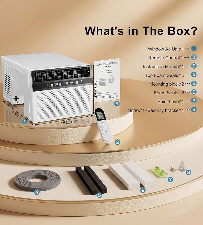 U-Shaped Window Air Conditioner, 10,000BTU Air Conditioner Window Unit, Cools up to 450 Sq. Ft, Window AC with Cool, Fan