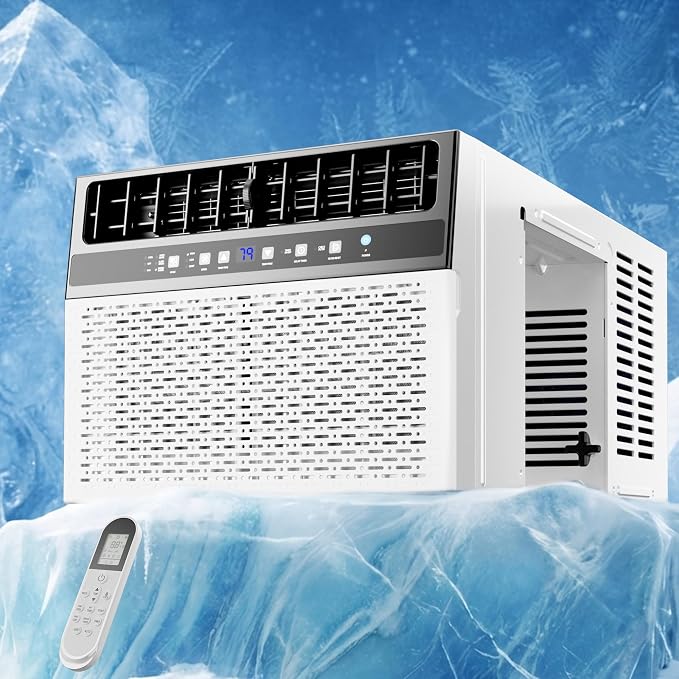 U-Shaped Window Air Conditioner 12,000 BTU, Ultra Quiet Window AC Units Cools up to 550 Sq. Ft, 6 Modes, 24H Timer, Remote