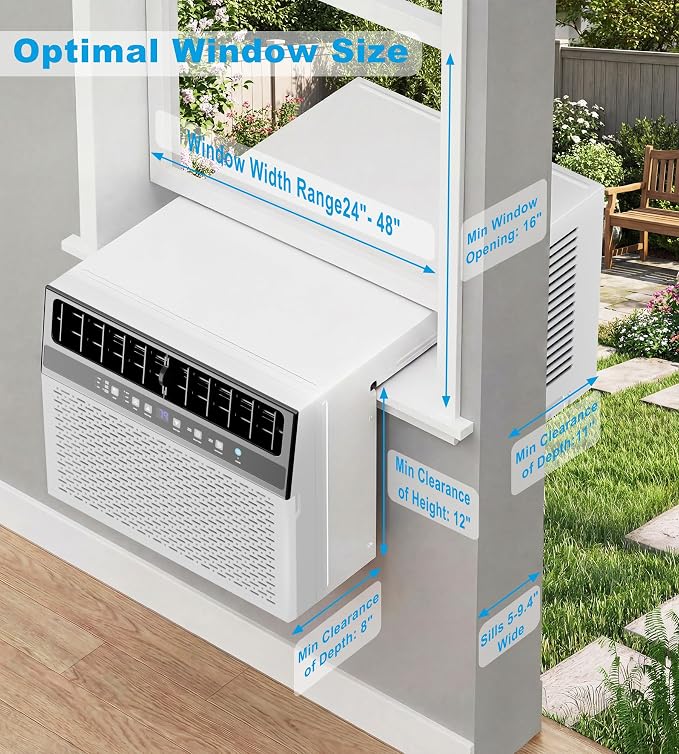 U-Shaped Window Air Conditioner, 12,000BTU Air Conditioner Window Unit, Cools up to 550 Sq. Ft, Window AC with Cool, Fan