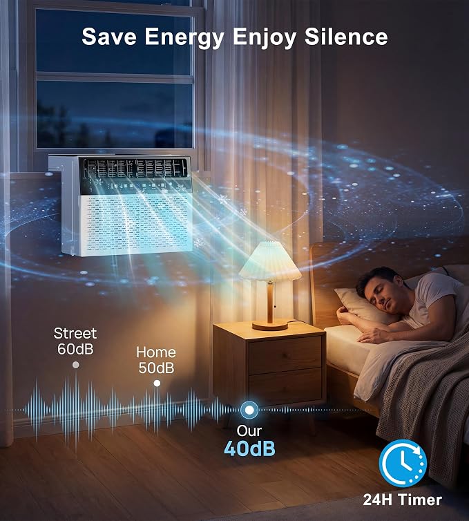 U-Shaped Window Air Conditioner, 12,000BTU Air Conditioner Window Unit, Cools up to 550 Sq. Ft, Window AC with Cool, Fan
