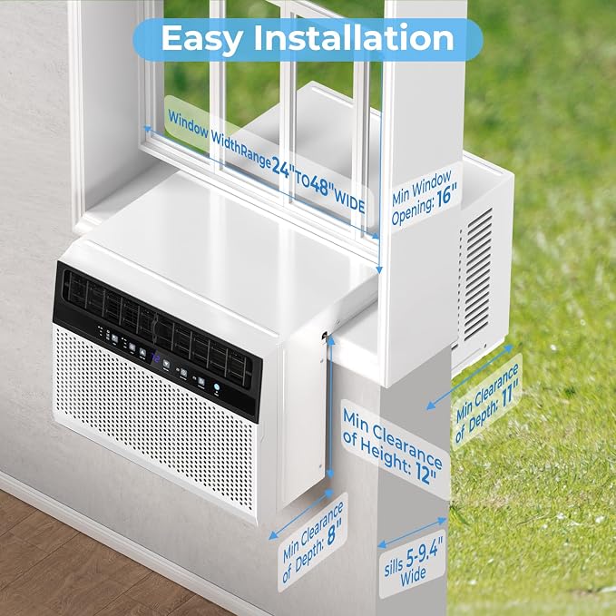 U-Shaped Window Air Conditioner,Window AC Unit Cools up tp 450 Sq.Ft, Saddle Air Conditioner Window Unit with Full Window