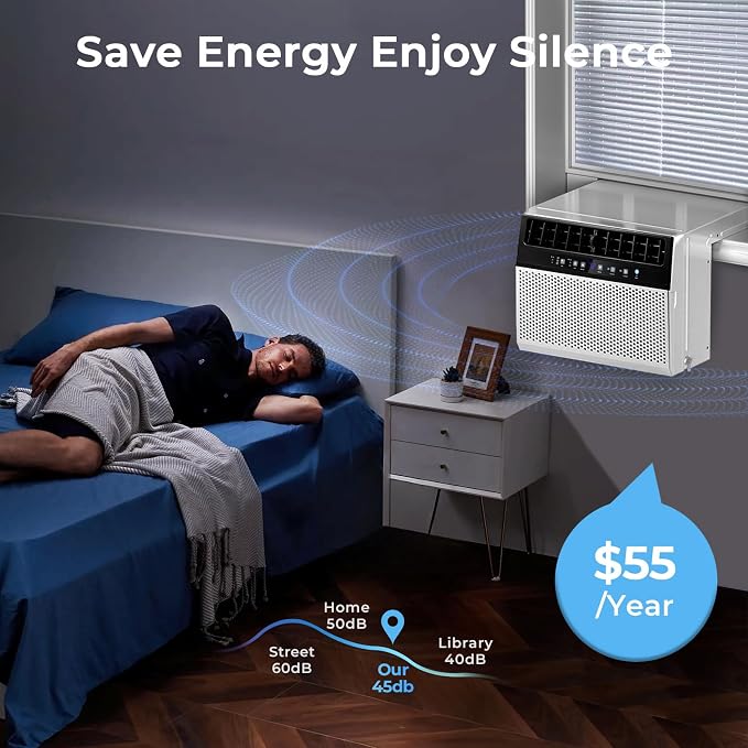 U-Shaped Window Air Conditioner,Window AC Unit Cools up tp 450 Sq.Ft, Saddle Air Conditioner Window Unit with Full Window