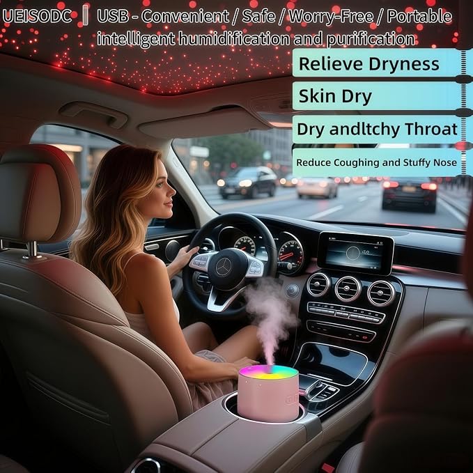 Bedroom Humidifier, USB Mini Portable Humidifier with Ultrasonic Nano-Fine Mist, Auto Shut-Off, Rotatable Design