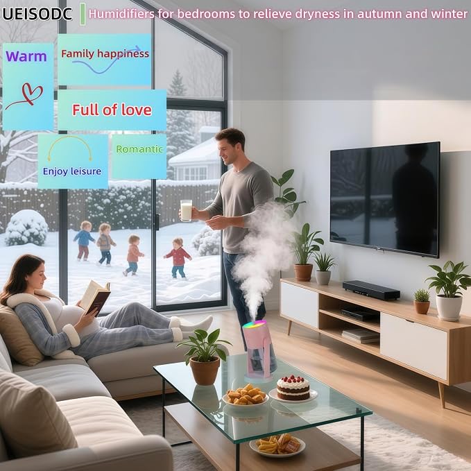 Bedroom Humidifier, USB Mini Portable Humidifier with Ultrasonic Nano-Fine Mist, Auto Shut-Off, Rotatable Design