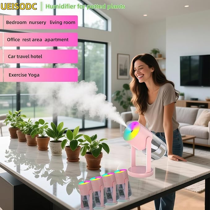 Bedroom Humidifier, USB Mini Portable Humidifier with Ultrasonic Nano-Fine Mist, Auto Shut-Off, Rotatable Design