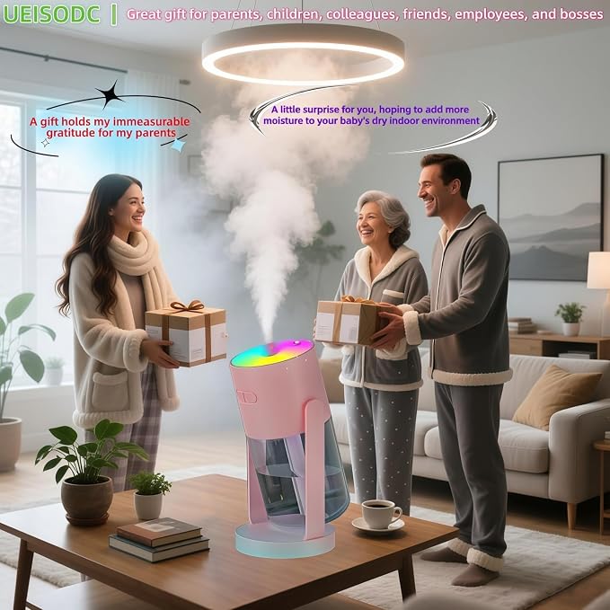 Bedroom Humidifier, USB Mini Portable Humidifier with Ultrasonic Nano-Fine Mist, Auto Shut-Off, Rotatable Design
