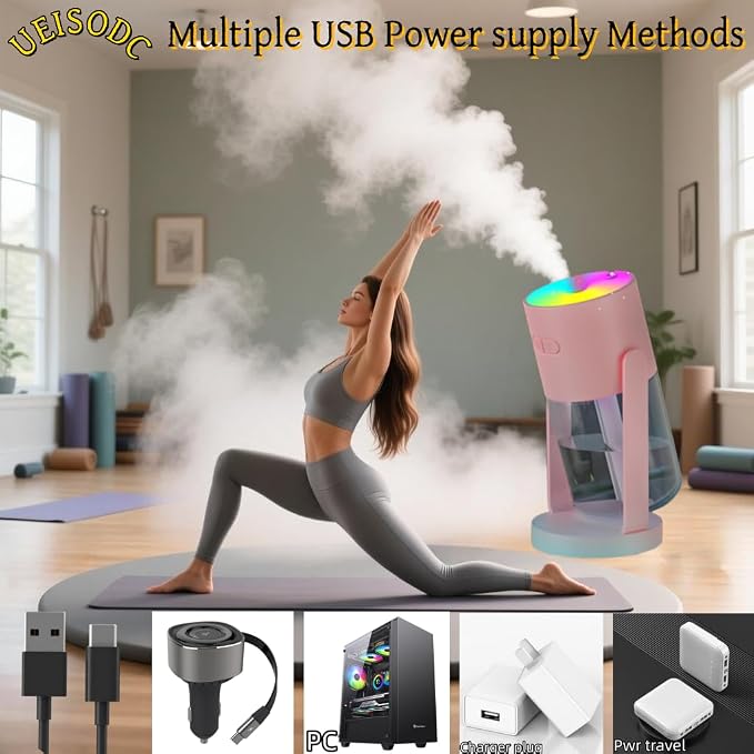 Bedroom Humidifier, USB Mini Portable Humidifier with Ultrasonic Nano-Fine Mist, Auto Shut-Off, Rotatable Design