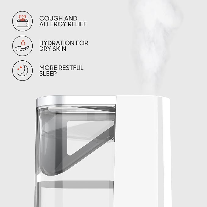 UHS2-SI Ultrasonic Humidifier with 1.5 Gallon Tank, 3 Levels of Warm or Cool Mist, Auto Shut, White, UHS2-SI – 1.5 gallon