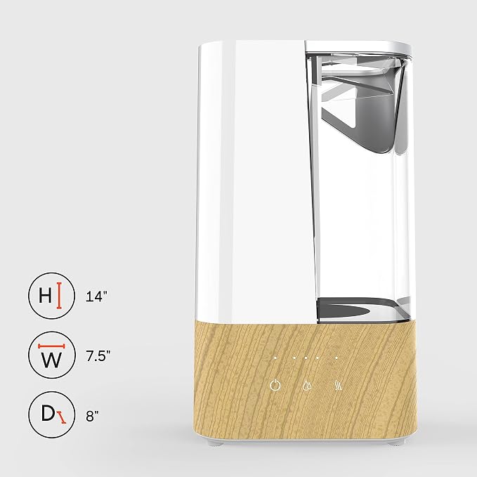 UHS2-SI Ultrasonic Humidifier with 1.5 Gallon Tank, 3 Levels of Warm or Cool Mist, Auto Shut, White, UHS2-SI – 1.5 gallon