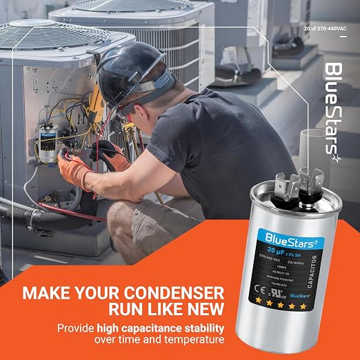 UL Certified] 20 uF MFD uf ± 5% MFD 370 V VAC or 440 Volt CBB65 Multi-Purpose Motor Run Round Capacitor 10000AFC - Compatible
