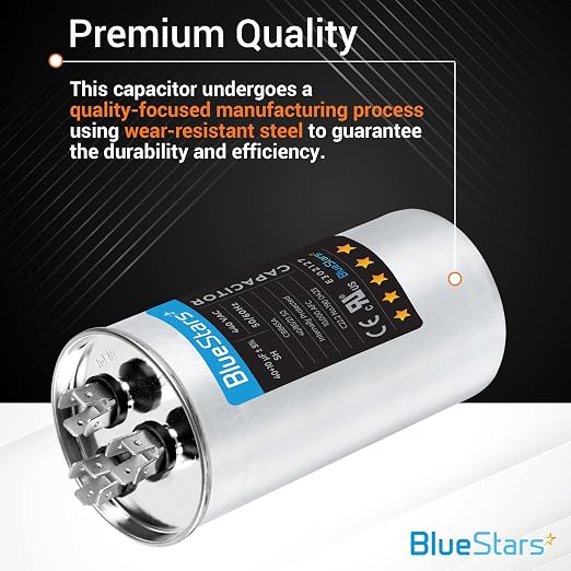 UL Certified] 40+10 uf 40+10 MFD 370-440VAC ±5% Volts Round Run Start Capacitor Electric Replacement Part by, alternate view