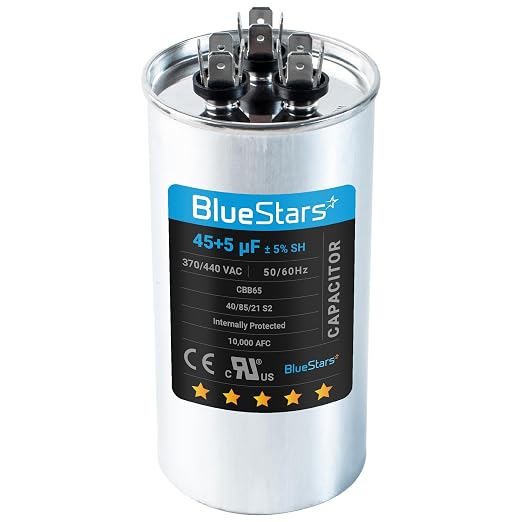 UL Certified] 45+5 uF 45/5 MFD 370V or 440V AC Dual Circular Run Start Capacitor CBB65 50/60 Hz - Fit Air Conditioner Motor