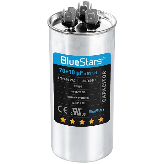 UL Listed] 70+10 uF 70/10 MFD ±5% 370V/440VAC Dual Run Start Capacitor Air Conditioner CBB65 50/60Hz, 10000AFC - for AC Unit