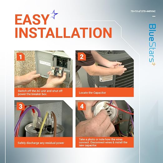 UL Listed] 70+10 uF 70/10 MFD ±5% 370V/440VAC Dual Run Start Capacitor Air Conditioner CBB65 50/60Hz, 10000AFC - for AC Unit