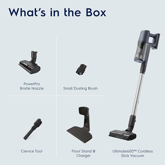 Ultimate600 Cordless Stick Vacuum with PowerPro Bristle Nozzle and Larger Dust Bin Capacity, 50-Minute Run Time, 3 Power