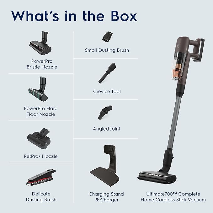Ultimate700 Complete Home Cordless Stick Vacuum with 3 Specialized Nozzles (Multi-Surface, Hard Floor & Pet), 50-Minute Run