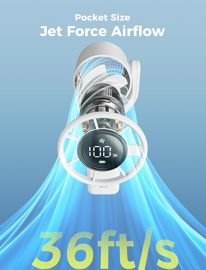 Ultra-Pocket Portable Handheld Turbo Fan, 5 Gear Jet Force Airflow, Up to 15 Working Hours, alternate product view 4