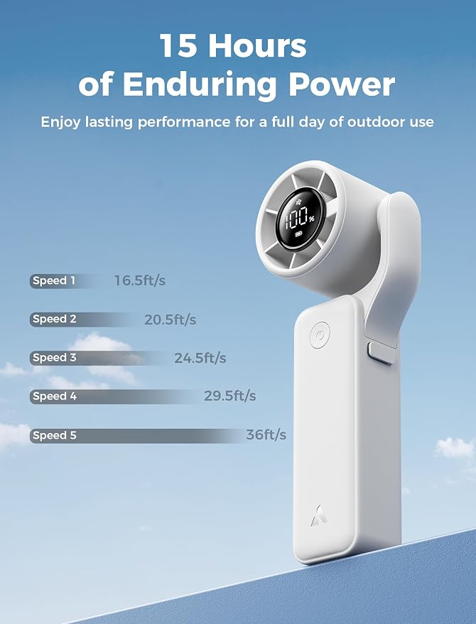 Ultra-Pocket Portable Handheld Turbo Fan, 5 Gear Jet Force Airflow, Up to 15 Working Hours, alternate product view 7