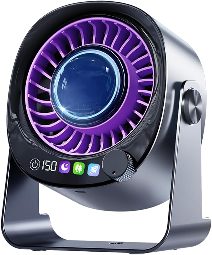 Ultra Silent Rechargeable Desktop Fan with Digital Display - Wall Mounted USB Desktop Fan, 150 Speed and 120° Tilt, 4000mAh