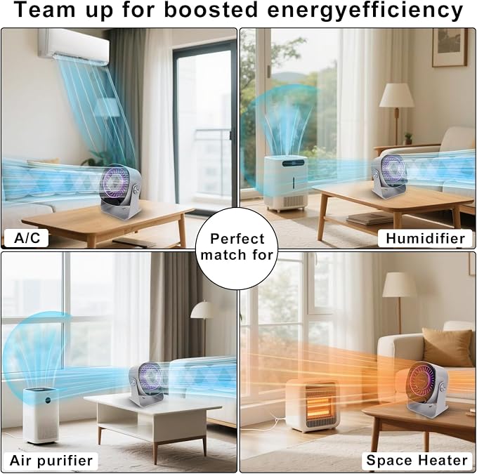 Ultra Silent Rechargeable Desktop Fan with Digital Display - Wall Mounted USB Desktop Fan, 150 Speed and 120° Tilt, 4000mAh