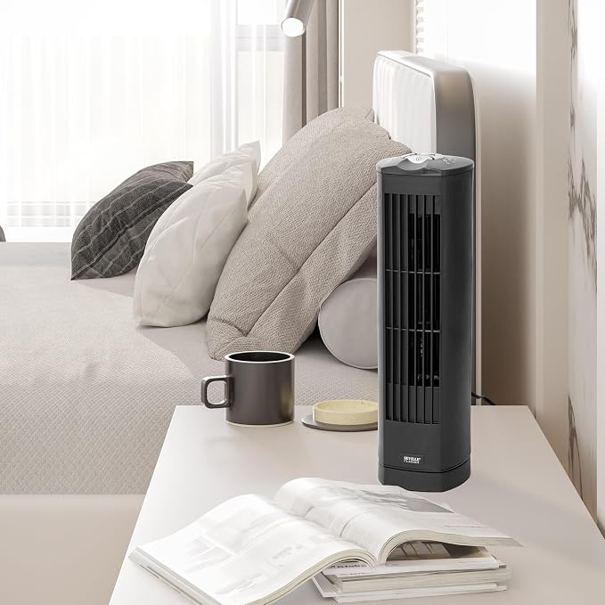 UltraSlimline Indoor Bladeless Oscillating Tower Fan Quiet Cooling LED Display Space-Saving for Home w/ Remote and 7.5H