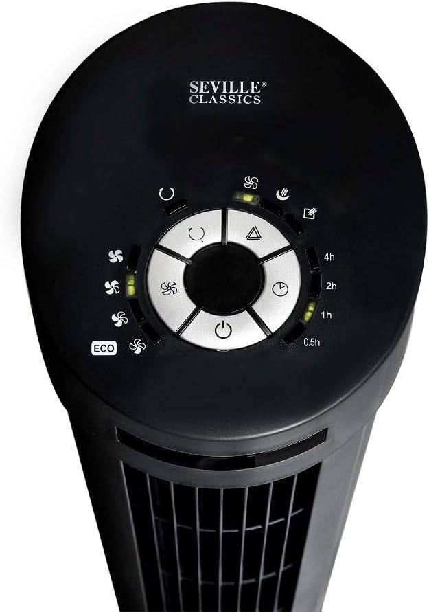 UltraSlimline Indoor Bladeless Oscillating Tower Fan Quiet Cooling LED Display Space-Saving for Home w/ Remote and 7.5H