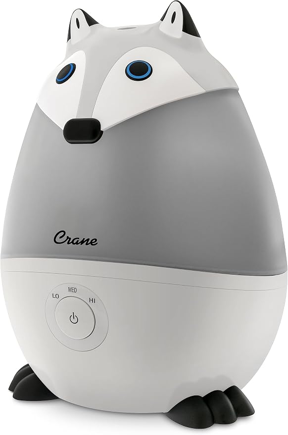 Ultrasonic Cool Mist Animal Humidifier for Kids' Bedroom & Nursery, Adjustable 0.5 Gallon, Auto Shut-Off Silver Fox 0.5