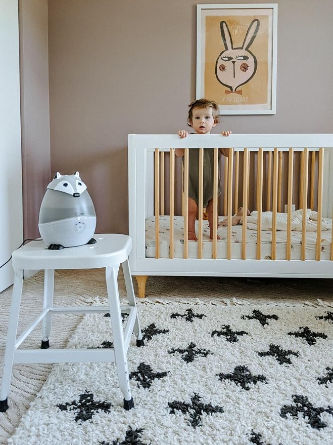 Ultrasonic Cool Mist Animal Humidifier for Kids' Bedroom & Nursery, Adjustable 0.5 Gallon, Auto Shut-Off Silver Fox 0.5