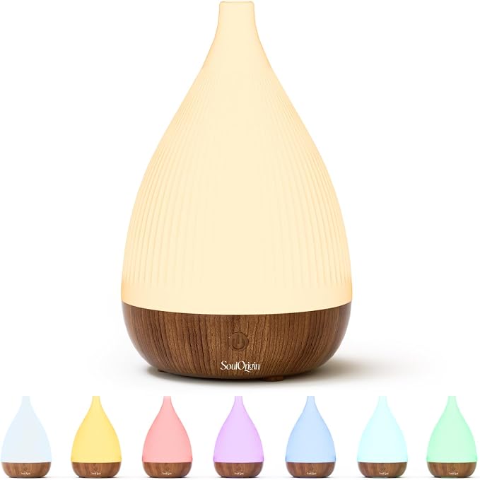 Ultrasonic Essential Oil Diffuser, Home Fragrance Aroma Diffuser with Auto Shut-Off, 8-Color Night Light & Ultra-Quiet