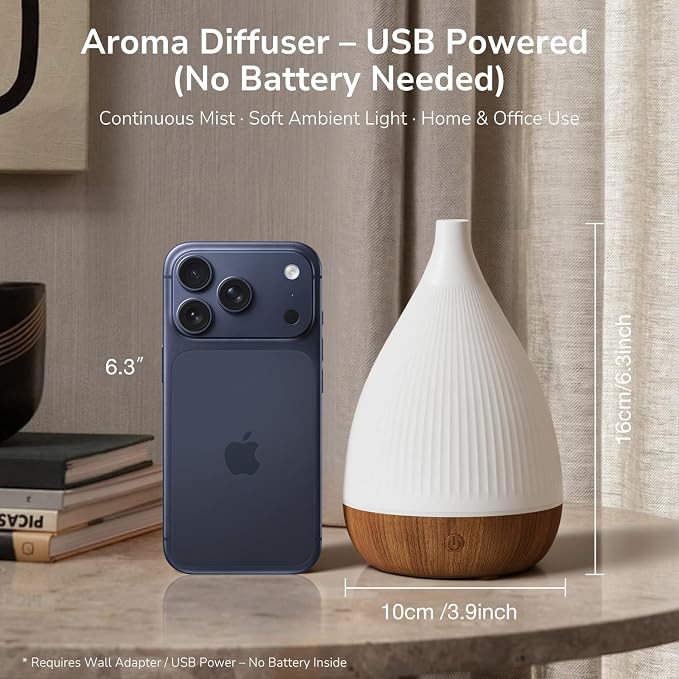 Ultrasonic Essential Oil Diffuser, Home Fragrance Aroma Diffuser with Auto Shut-Off, 8-Color Night Light & Ultra-Quiet