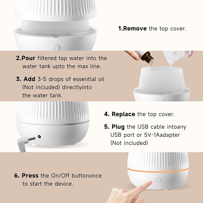 Ultrasonic Essential Oil Diffuser, Home Fragrance Aroma Diffuser with Auto Shut-Off, Color Change Night Light & Ultra-Quiet