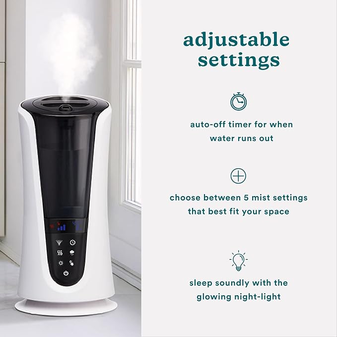 Ultrasonic Humidifier – Large Deluxe Air Humidifiers for Bedroom, Plants, Office – Cool and Warm Mist Humidifiers, alternate