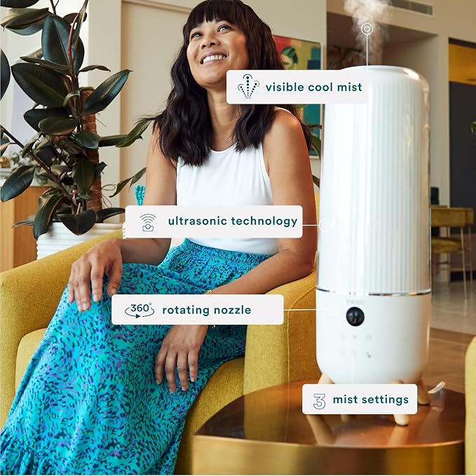 Ultrasonic Humidifier - Large Deluxe Air Humidifiers for Bedroom, Plants, Office - Top-Fill 1.47-Gallon Tank, Cool Mist