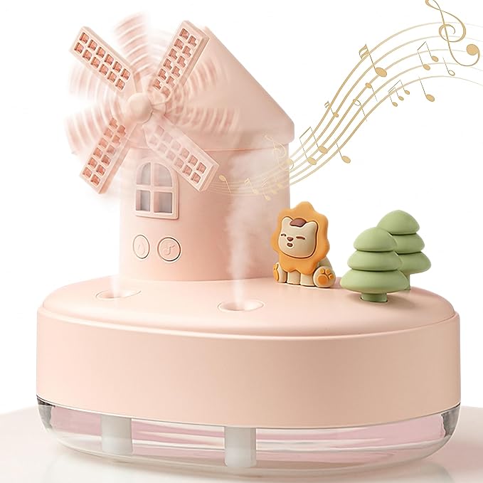 Ultrasonic Humidifiers for Bedroom and Office,Cold fog humidifier with music box, rotary windmill baby humidifier with night