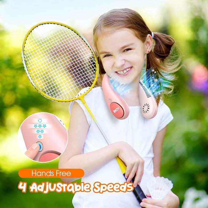 Unicorn Kids Neck Fan, Safe Bladeless Fan with Unicorn Sticker, Hands-free Portable Rechargeable Cooling Fan, 2600mAh