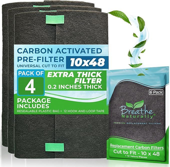 Universal 10x48 Cut-to-Fit Activated Carbon Filter (6 Pack) Charcoal Air Filter Sheet for Air Purifiers, product image