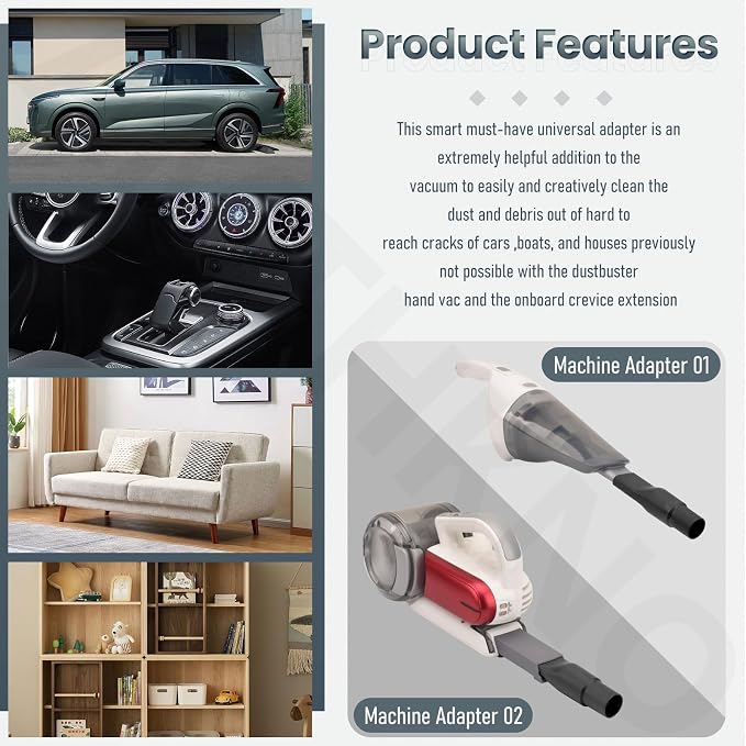 Universal Attachments Adapter Kit - Extendable Crevice Tool Dustbuster Accessories, Compatible with Dustbuster