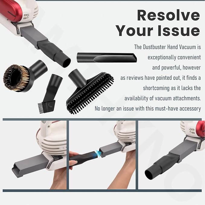 Universal Attachments Adapter Kit - Extendable Crevice Tool Dustbuster Accessories, Compatible with Dustbuster