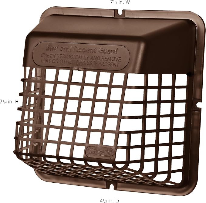 Universal Bird Guard Dryer Vent Cover, For Use with 4 Inches Clothes Dryer Vents, Brown (UBGBB), alternate product view 5