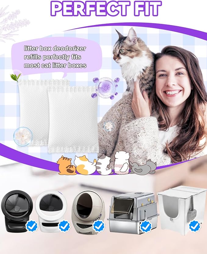 Universal Cat Litter Box Odor Eliminator Refills, Deodorizer Refills fit for Hooded Cat Litter Box, Compatible with